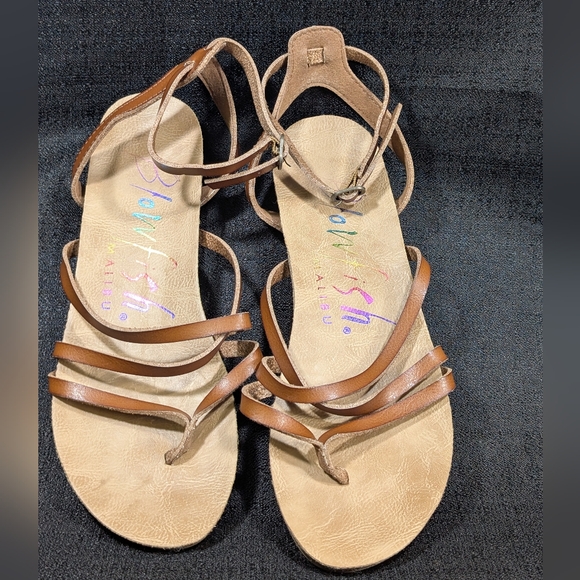 Blowfish Shoes - Womens Blowfish Leather Sandal Flats sz 8